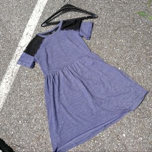 Topshop Cute Blue Dress with Black Lace Shoulders